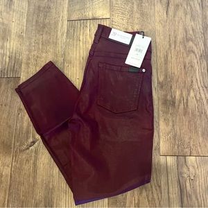 High Waist Ankle Skinny in Coated Ruby Rust